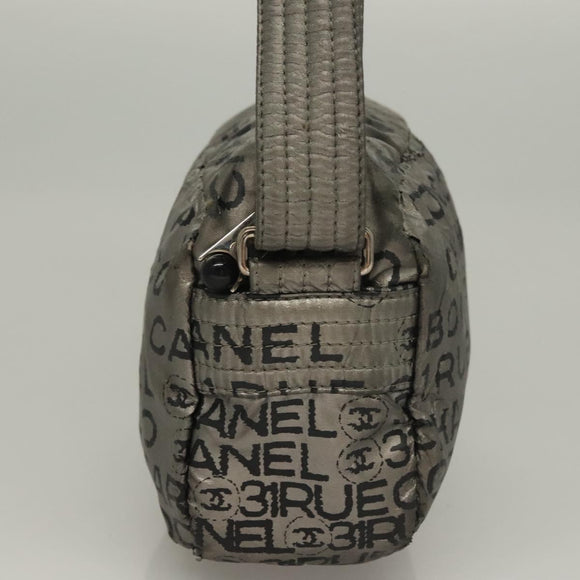 CHANEL Unlimited Shoulder Bag Coated Canvas Silver CC Auth bs27674