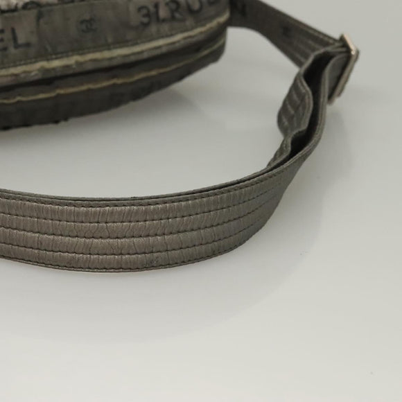 CHANEL Unlimited Shoulder Bag Coated Canvas Silver CC Auth bs27674