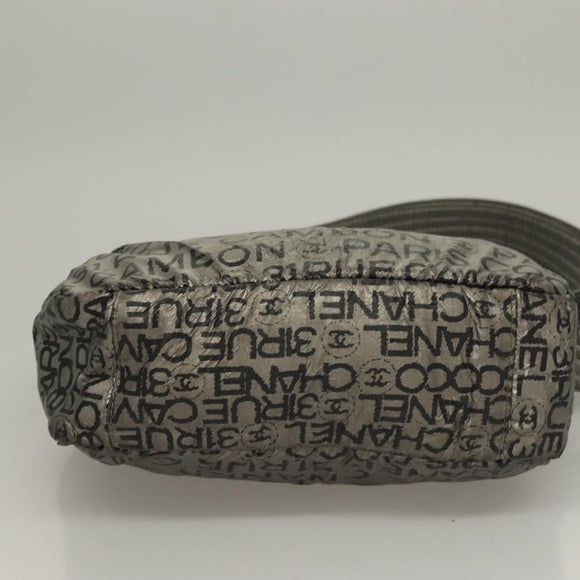 CHANEL Unlimited Shoulder Bag Coated Canvas Silver CC Auth bs27674