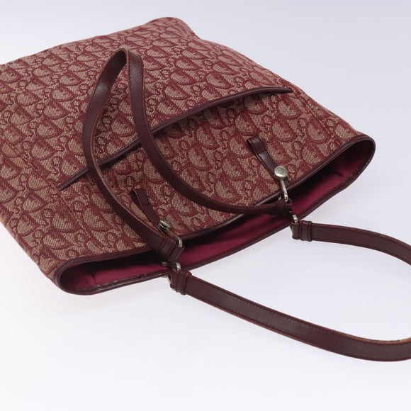 Christian Dior Trotter Canvas Tote Bag Red Silver Auth bs27682