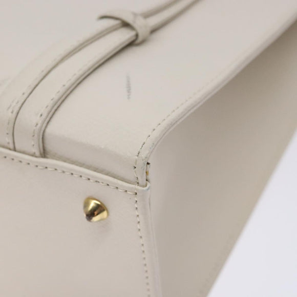 MCM Shoulder Bag Leather White Gold Auth bs27684