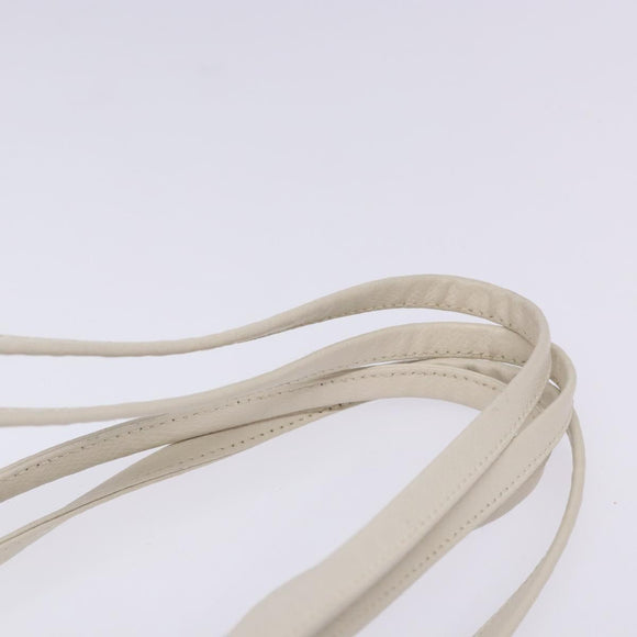 MCM Shoulder Bag Leather White Gold Auth bs27684