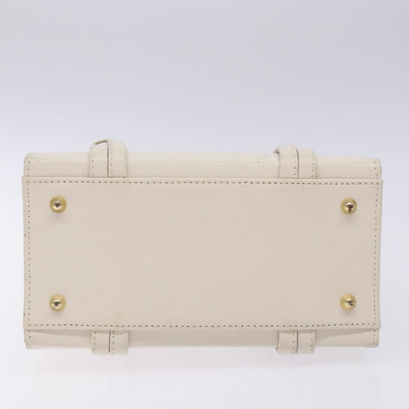 MCM Shoulder Bag Leather White Gold Auth bs27684