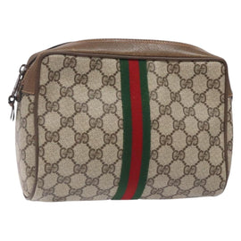 GUCCI GG Supreme Web Sherry Line Clutch Bag PVC Red Gold 89 01 012 Auth bs27688