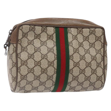 GUCCI GG Supreme Web Sherry Line Clutch Bag PVC Red Gold 89 01 012 Auth bs27688