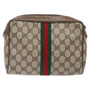 GUCCI GG Supreme Web Sherry Line Clutch Bag PVC Red Gold 89 01 012 Auth bs27688-2