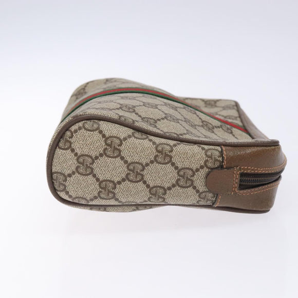 GUCCI GG Supreme Web Sherry Line Clutch Bag PVC Red Gold 89 01 012 Auth bs27688