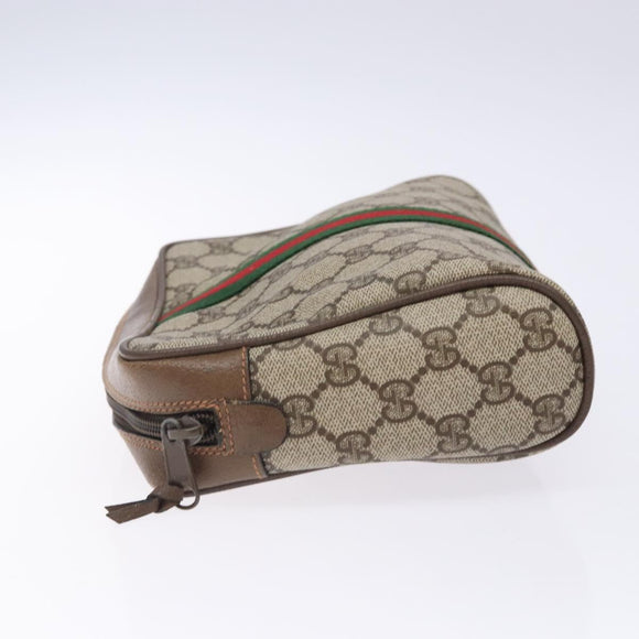 GUCCI GG Supreme Web Sherry Line Clutch Bag PVC Red Gold 89 01 012 Auth bs27688