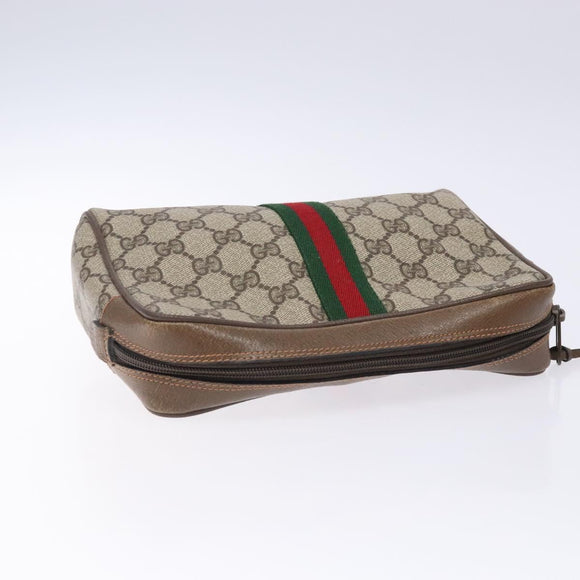 GUCCI GG Supreme Web Sherry Line Clutch Bag PVC Red Gold 89 01 012 Auth bs27688