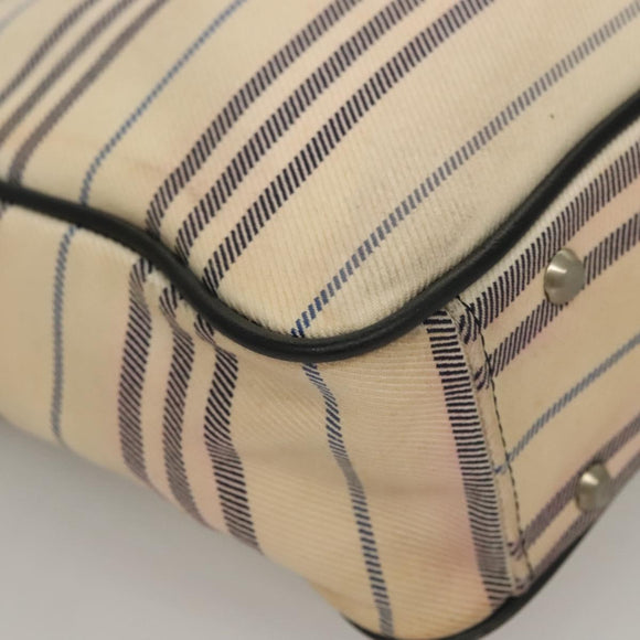 BURBERRY Tote Bag Canvas Beige Silver Auth bs27693