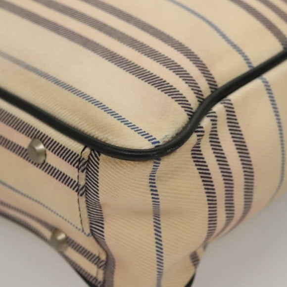 BURBERRY Tote Bag Canvas Beige Silver Auth bs27693