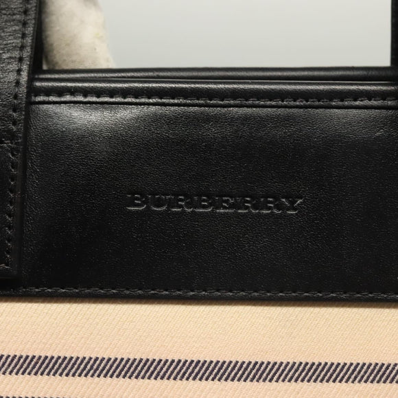 BURBERRY Tote Bag Canvas Beige Silver Auth bs27693