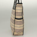 BURBERRY Tote Bag Canvas Beige Silver Auth bs27693-3
