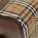 Burberrys Nova Check Boston Bag Canvas Beige Gold Auth bs27697-16