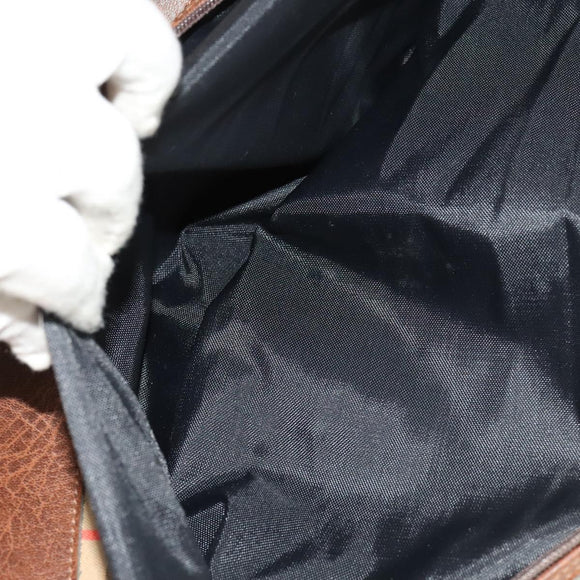 Burberrys Nova Check Boston Bag Canvas Beige Gold Auth bs27697