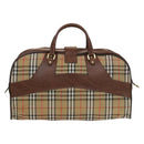 Burberrys Nova Check Boston Bag Canvas Beige Gold Auth bs27697-2