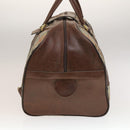 Burberrys Nova Check Boston Bag Canvas Beige Gold Auth bs27697-3