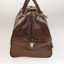 Burberrys Nova Check Boston Bag Canvas Beige Gold Auth bs27697-4