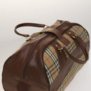 Burberrys Nova Check Boston Bag Canvas Beige Gold Auth bs27697-6