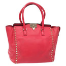 VALENTINO Valentino Rockstuds Hand Bag Leather Pink Gold Auth bs27703-1