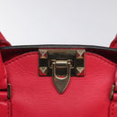 VALENTINO Valentino Rockstuds Hand Bag Leather Pink Gold Auth bs27703-17