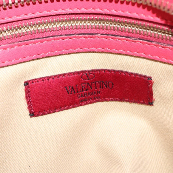 VALENTINO Valentino Rockstuds Hand Bag Leather Pink Gold Auth bs27703