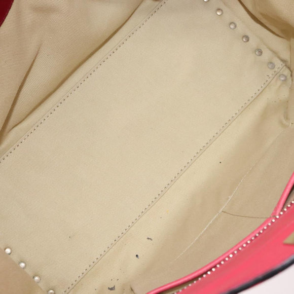 VALENTINO Valentino Rockstuds Hand Bag Leather Pink Gold Auth bs27703