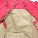 VALENTINO Valentino Rockstuds Hand Bag Leather Pink Gold Auth bs27703-19