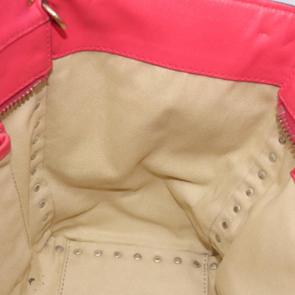 VALENTINO Valentino Rockstuds Hand Bag Leather Pink Gold Auth bs27703