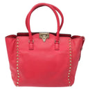 VALENTINO Valentino Rockstuds Hand Bag Leather Pink Gold Auth bs27703-13