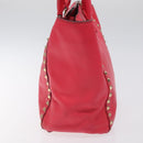 VALENTINO Valentino Rockstuds Hand Bag Leather Pink Gold Auth bs27703-3