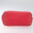 VALENTINO Valentino Rockstuds Hand Bag Leather Pink Gold Auth bs27703-5