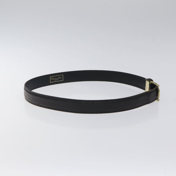 Christian Dior Belt Leather Black Gold Auth bs27707
