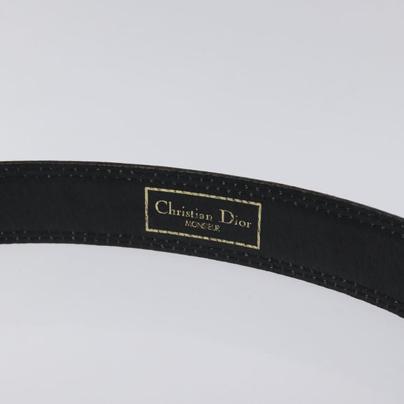 Christian Dior Belt Leather Black Gold Auth bs27707
