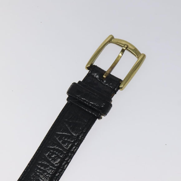 Christian Dior Belt Leather Black Gold Auth bs27707