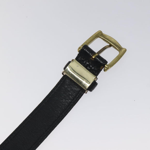 Christian Dior Belt Leather Black Gold Auth bs27707