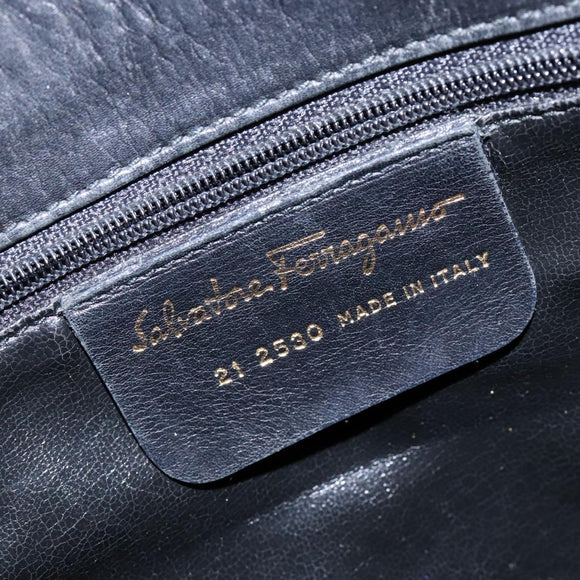 Salvatore Ferragamo Vala Tote Bag Leather Black Gold Auth bs27710