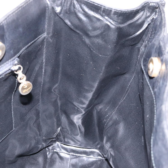 Salvatore Ferragamo Vala Tote Bag Leather Black Gold Auth bs27710