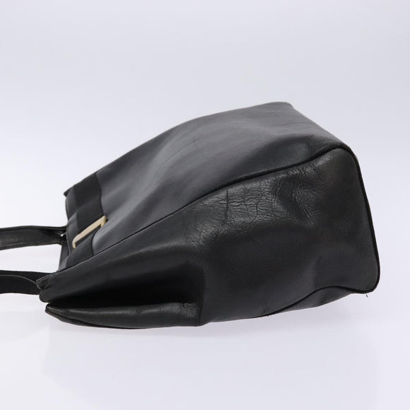Salvatore Ferragamo Vala Tote Bag Leather Black Gold Auth bs27710