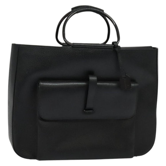 GUCCI Hand Bag Leather Black Silver 002 3754 0459 Auth bs27762
