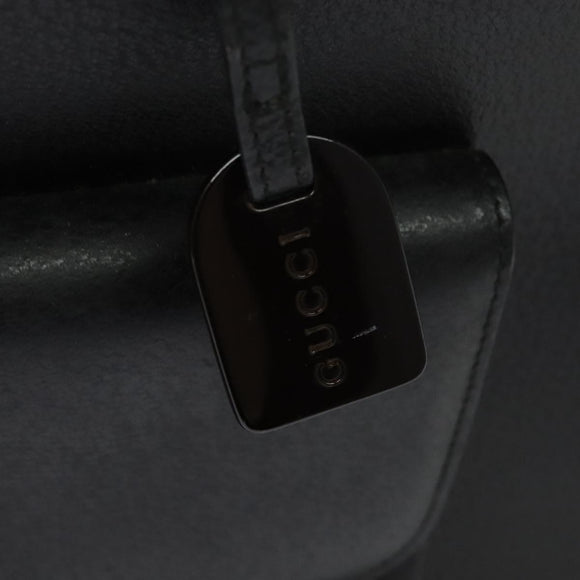 GUCCI Hand Bag Leather Black Silver 002 3754 0459 Auth bs27762