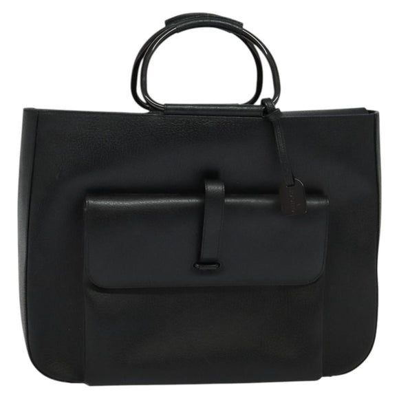 GUCCI Hand Bag Leather Black Silver 002 3754 0459 Auth bs27762