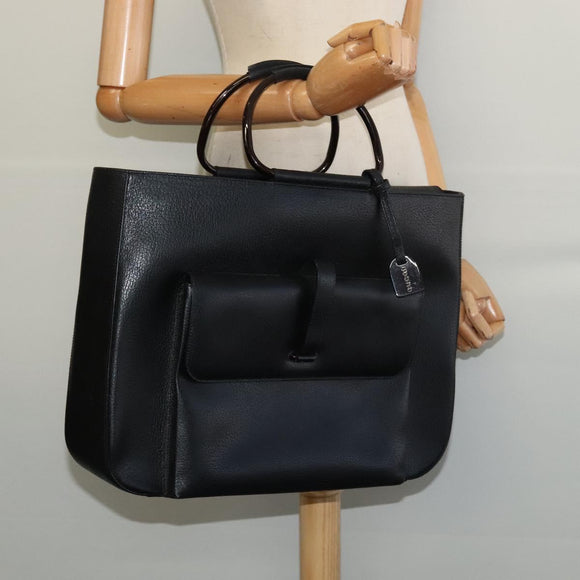 GUCCI Hand Bag Leather Black Silver 002 3754 0459 Auth bs27762