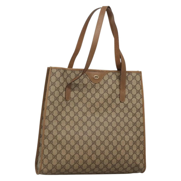 GUCCI GG Supreme Tote Bag PVC Beige Gold 40 02 998 Auth bs27775