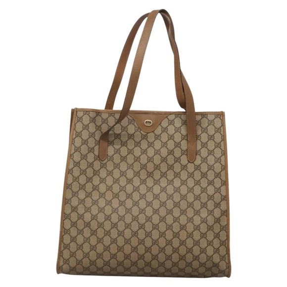 GUCCI GG Supreme Tote Bag PVC Beige Gold 40 02 998 Auth bs27775