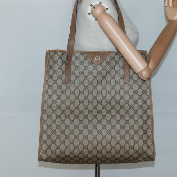 GUCCI GG Supreme Tote Bag PVC Beige Gold 40 02 998 Auth bs27775