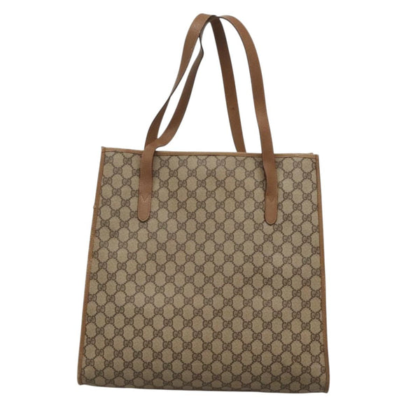 GUCCI GG Supreme Tote Bag PVC Beige Gold 40 02 998 Auth bs27775