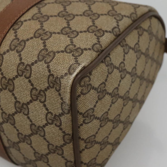 GUCCI GG Supreme Web Sherry Line Boston Bag PVC Beige Gold Auth bs27777