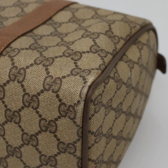 GUCCI GG Supreme Web Sherry Line Boston Bag PVC Beige Gold Auth bs27777