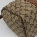 GUCCI GG Supreme Web Sherry Line Boston Bag PVC Beige Gold Auth bs27777-16